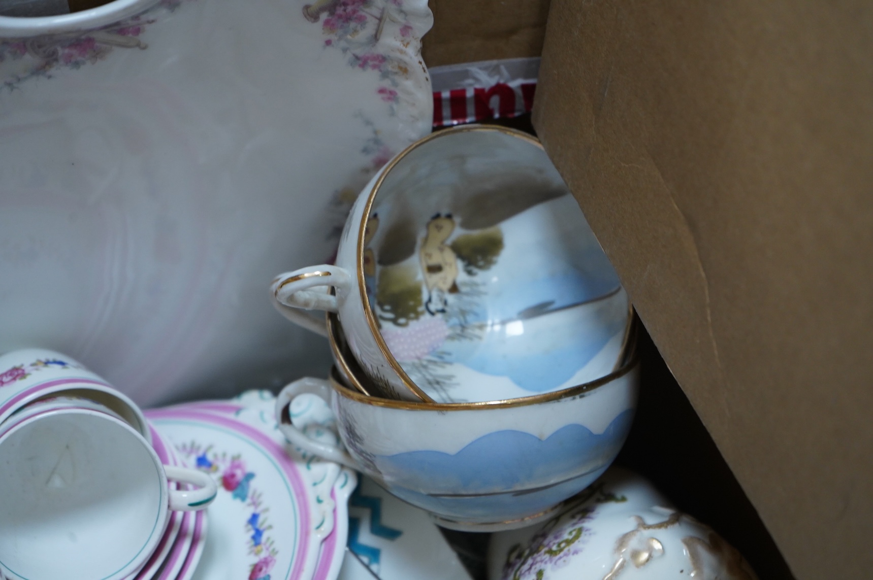 A large collection of various ceramics to include a Ridgways Homemaker plate, Japanese tea set and stoneware jugs